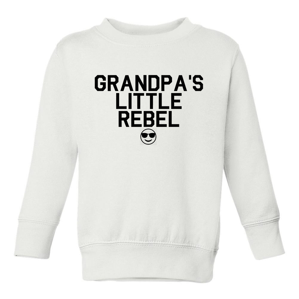 Grandpas Little Rebel Emoji Toddler Boys Crewneck Sweatshirt White
