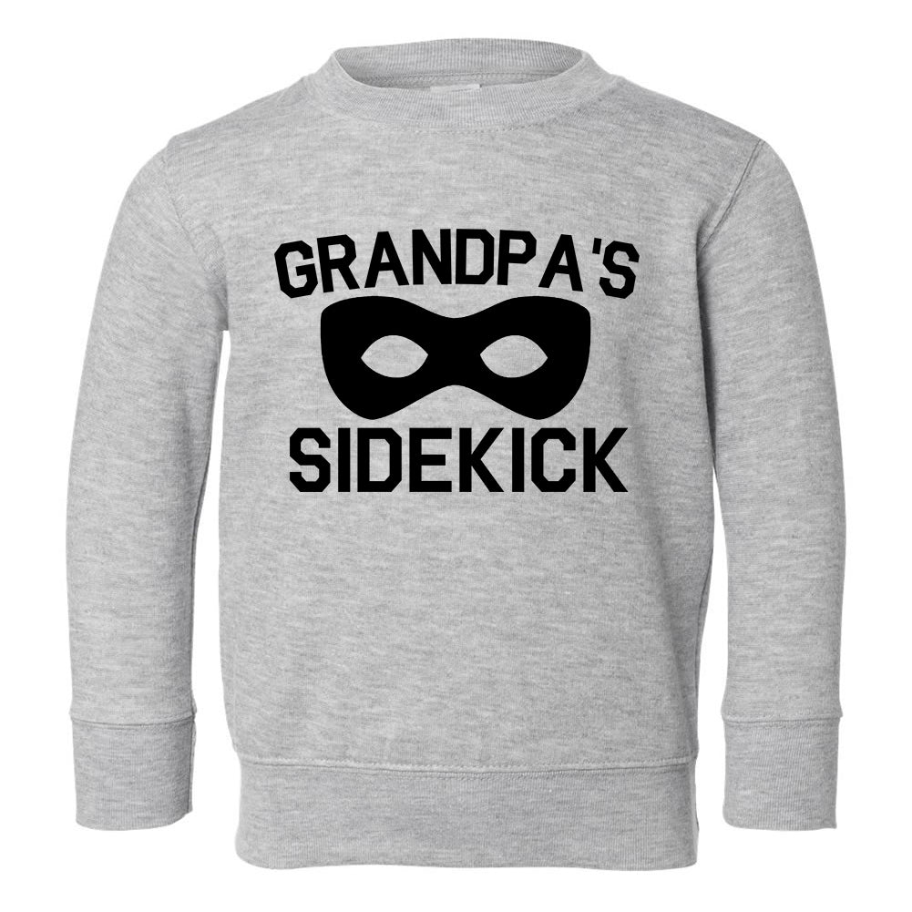 Grandpas Sidekick Hero Toddler Boys Crewneck Sweatshirt Grey