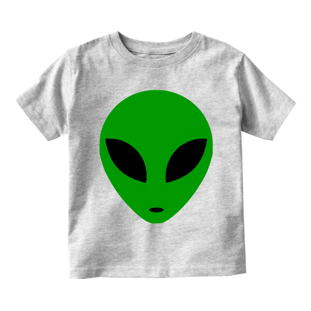 Green Alien Head Infant Baby Boys Short Sleeve T-Shirt Grey
