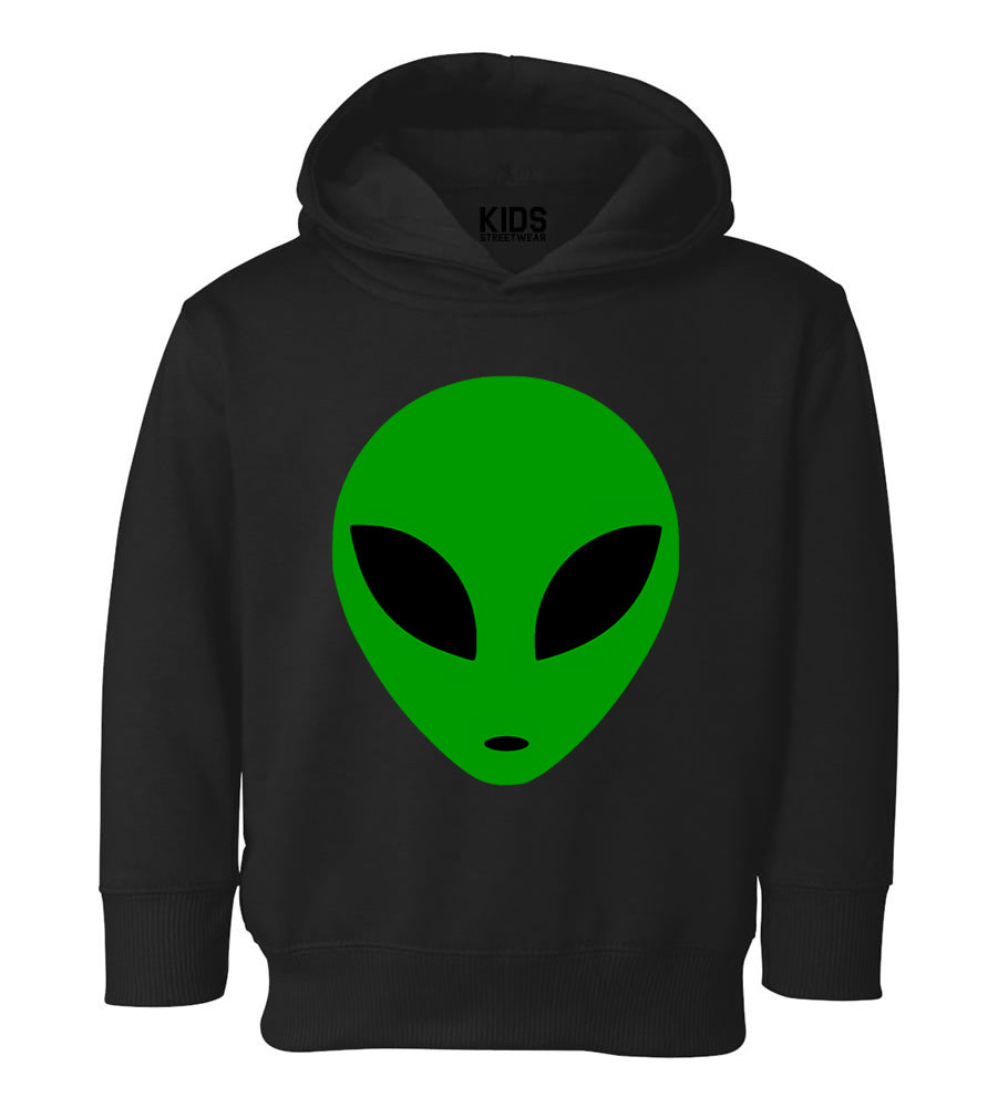 Green Alien Head Toddler Boys Pullover Hoodie Black