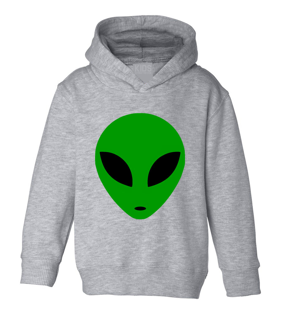 Green Alien Head Toddler Boys Pullover Hoodie Grey
