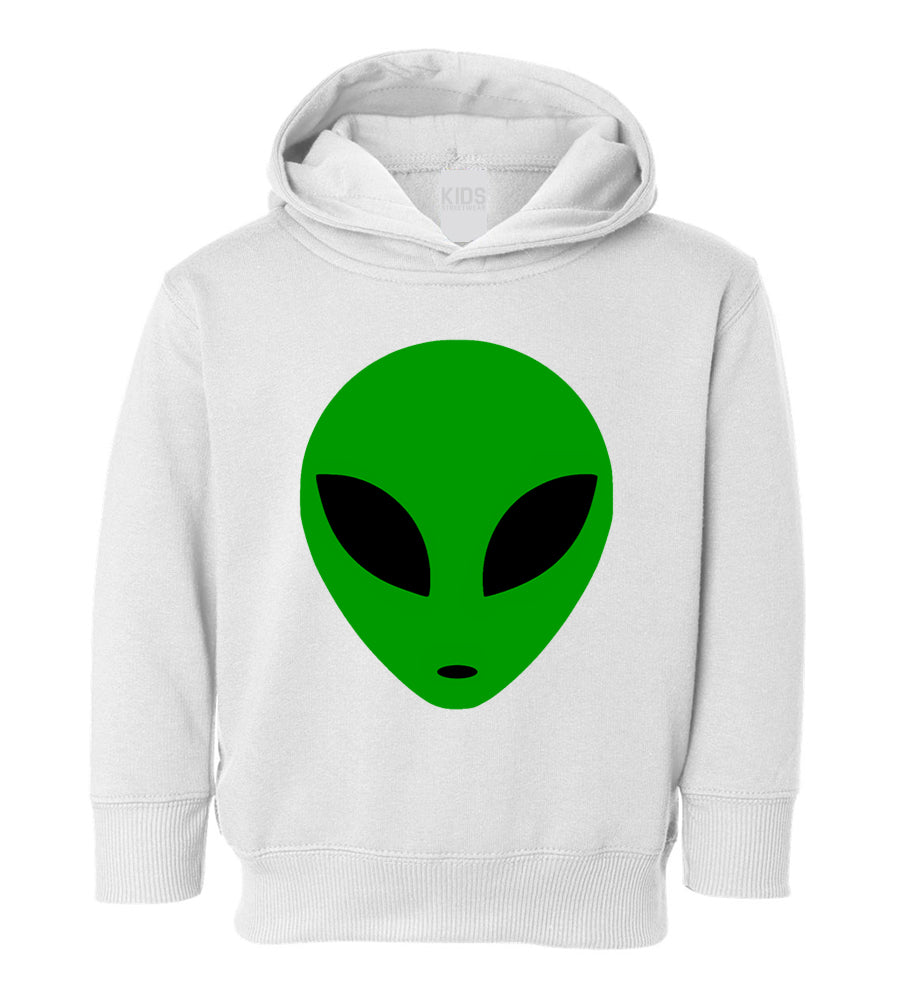 Green Alien Head Toddler Boys Pullover Hoodie White