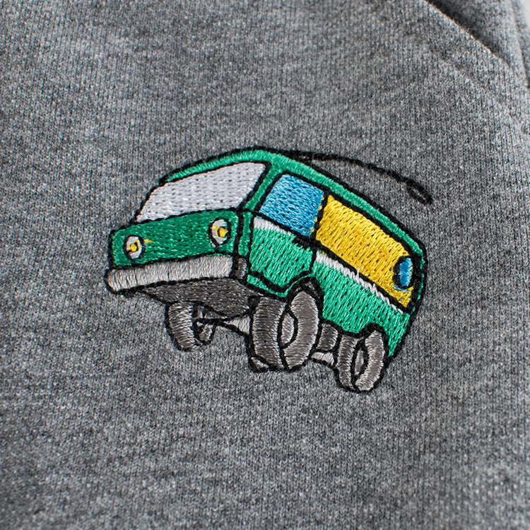 Grey Car Embroidered Toddler Boys Sweatpants Logo