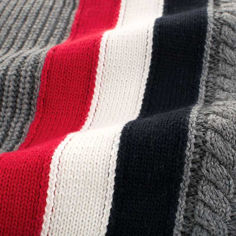 Red White And Blue Back Striped Toddler Boys Knitted Sweater