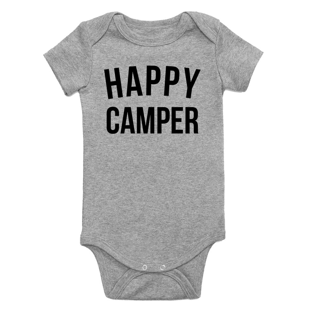 Happy Camper Camping Infant Baby Boys Bodysuit Grey