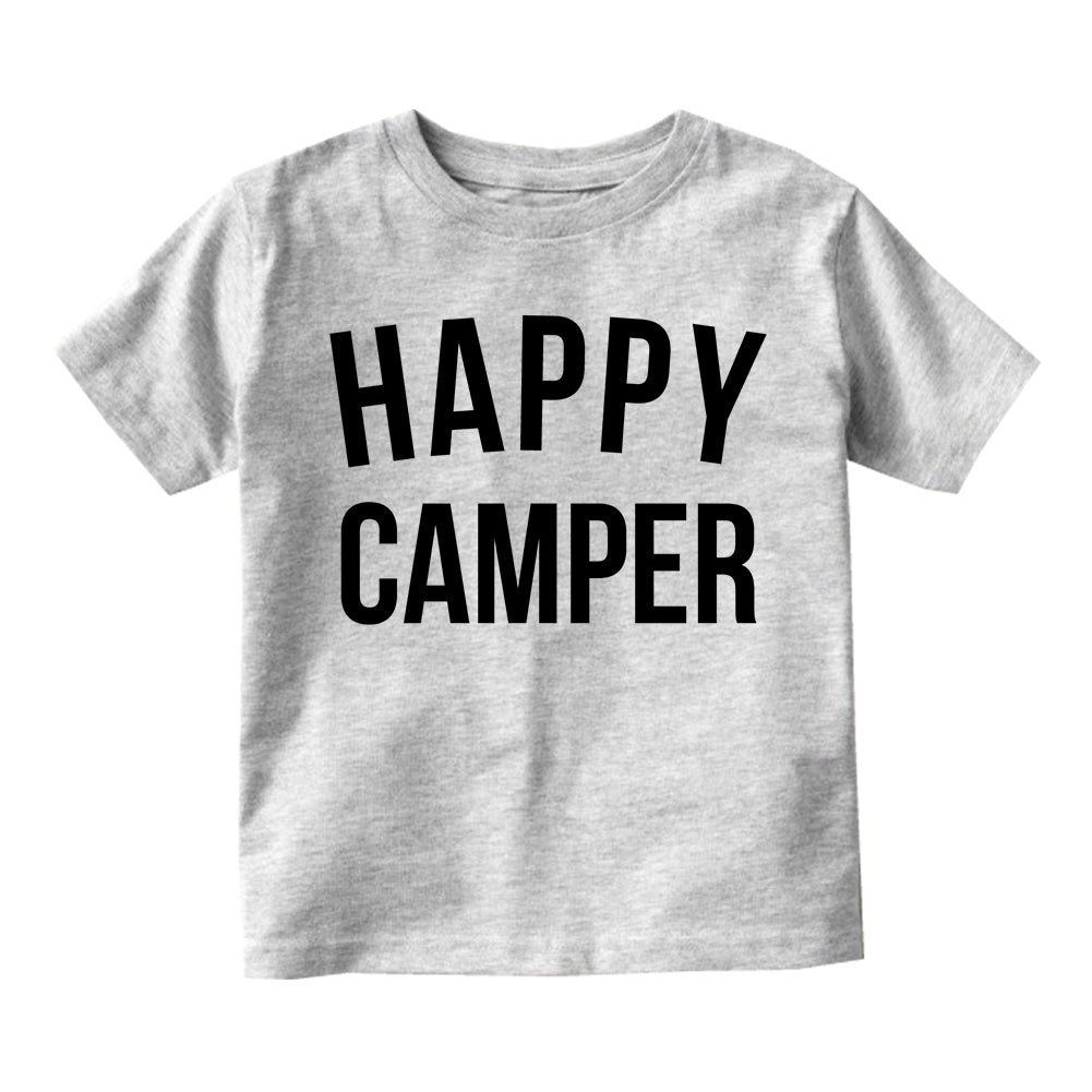 Happy Camper Camping Infant Baby Boys Short Sleeve T-Shirt Grey