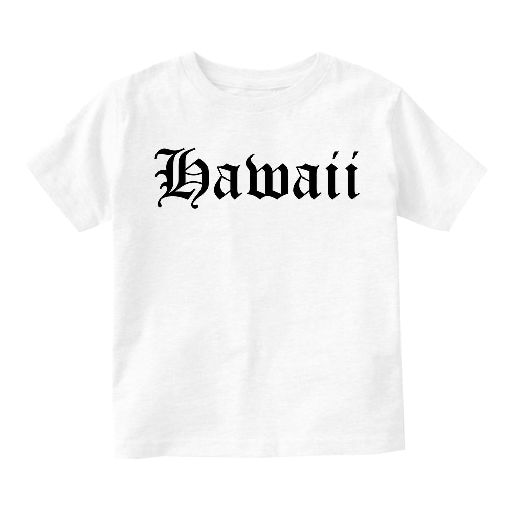 Hawaii State Old English Infant Baby Boys Short Sleeve T-Shirt White
