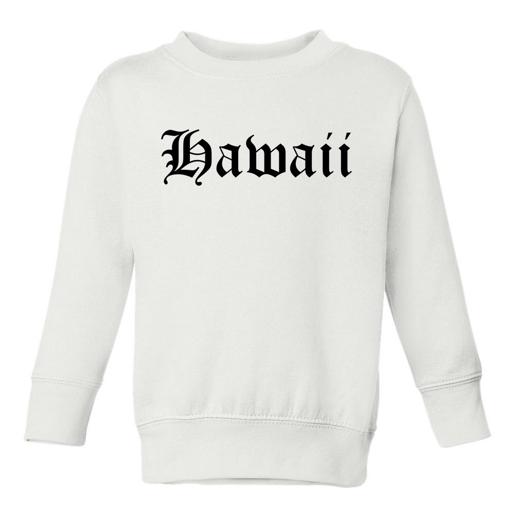 Hawaii State Old English Toddler Boys Crewneck Sweatshirt White