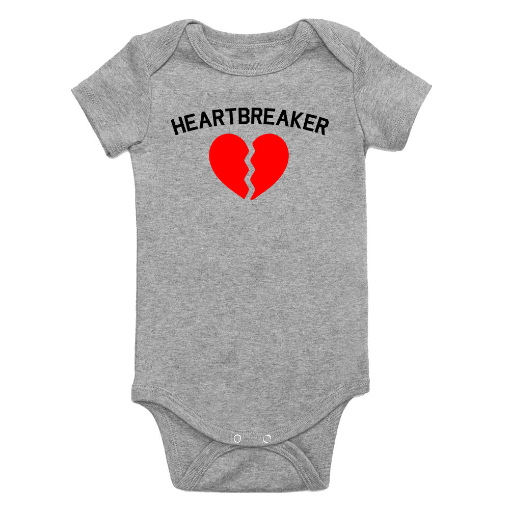Heart Breaker Valentines Day Infant Baby Boys Bodysuit Grey