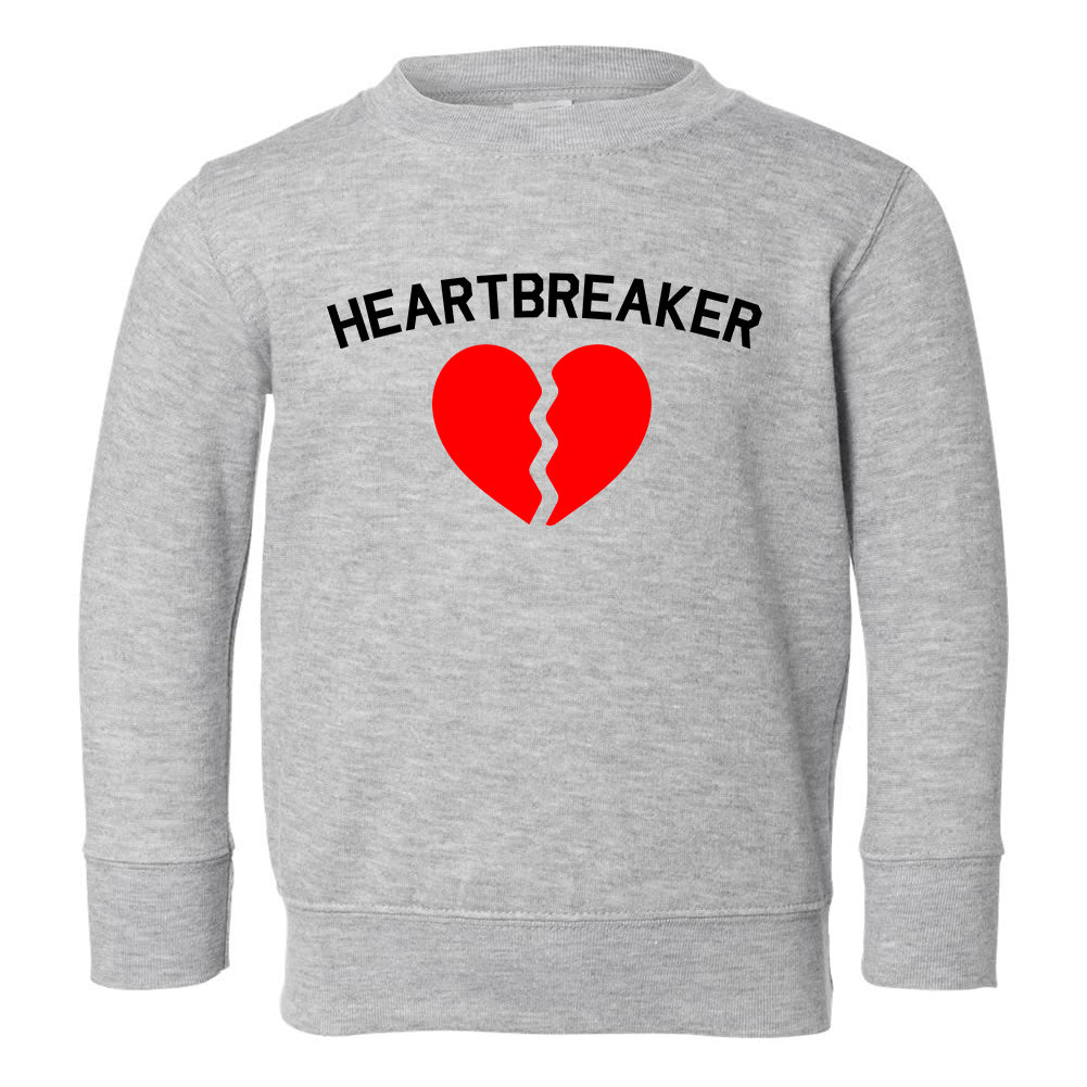 Heart Breaker Valentines Day Toddler Boys Crewneck Sweatshirt Grey