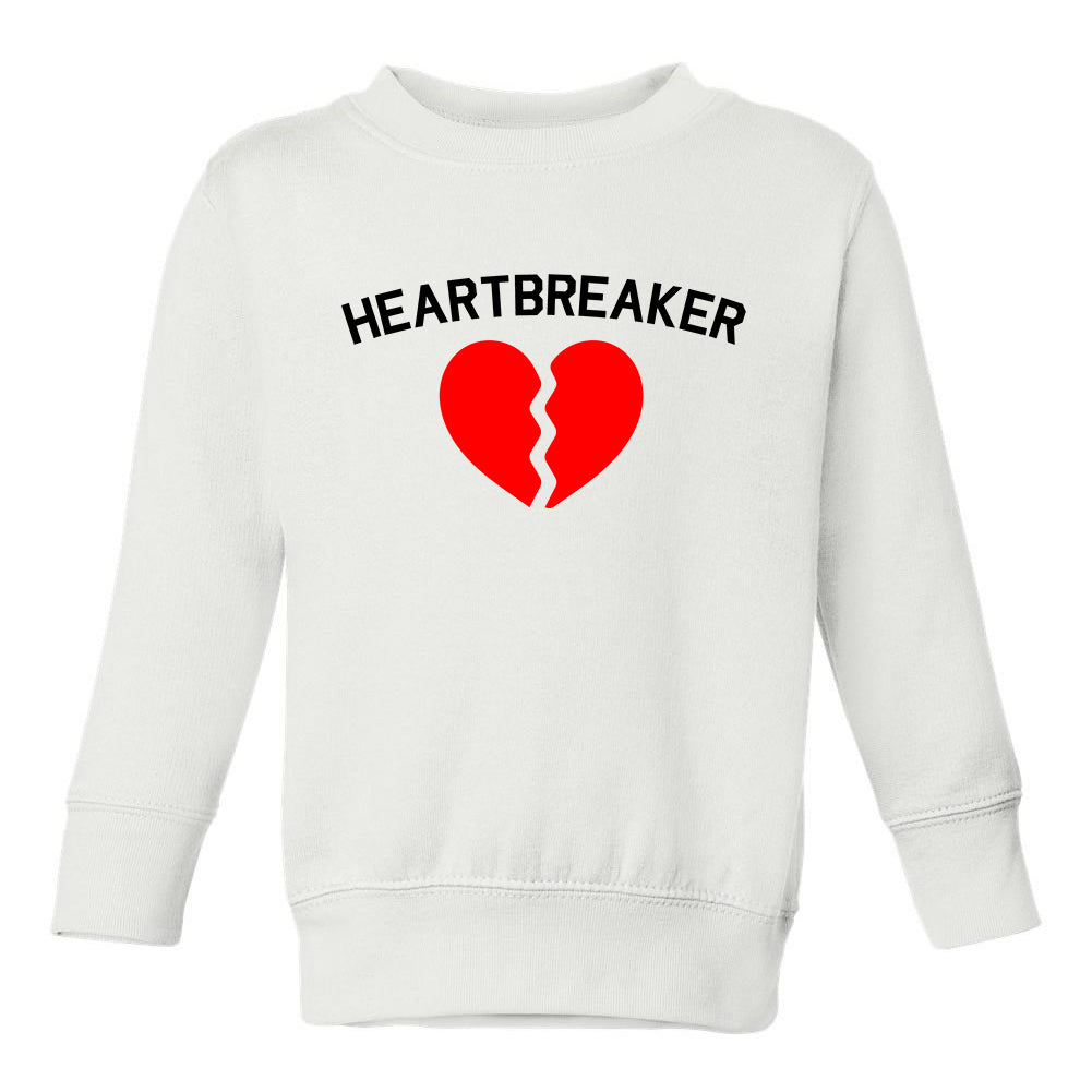 Heart Breaker Valentines Day Toddler Boys Crewneck Sweatshirt White
