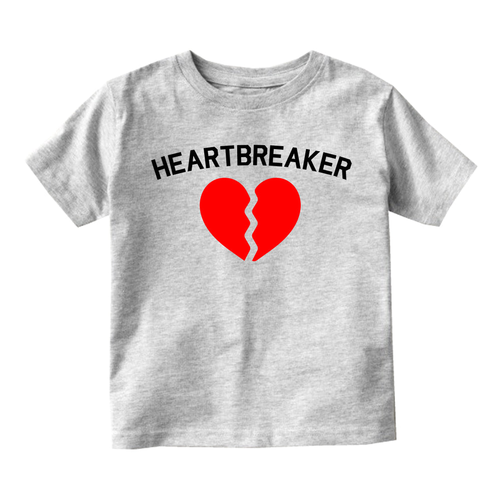 Heart Breaker Valentines Day Toddler Boys Short Sleeve T-Shirt Grey