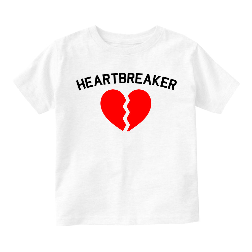 Heart Breaker Valentines Day Toddler Boys Short Sleeve T-Shirt White