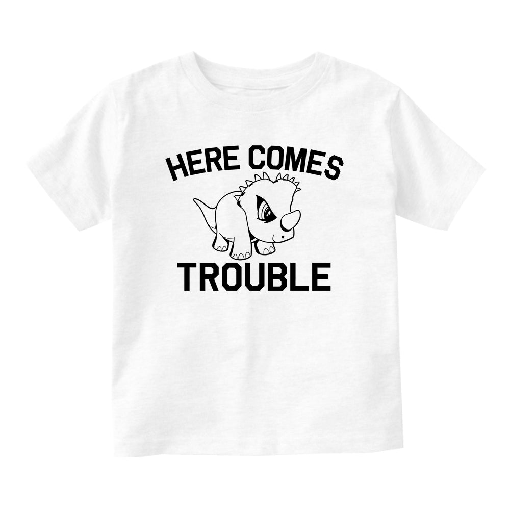Here Comes Trouble Baby Infant Short Sleeve T-Shirt White