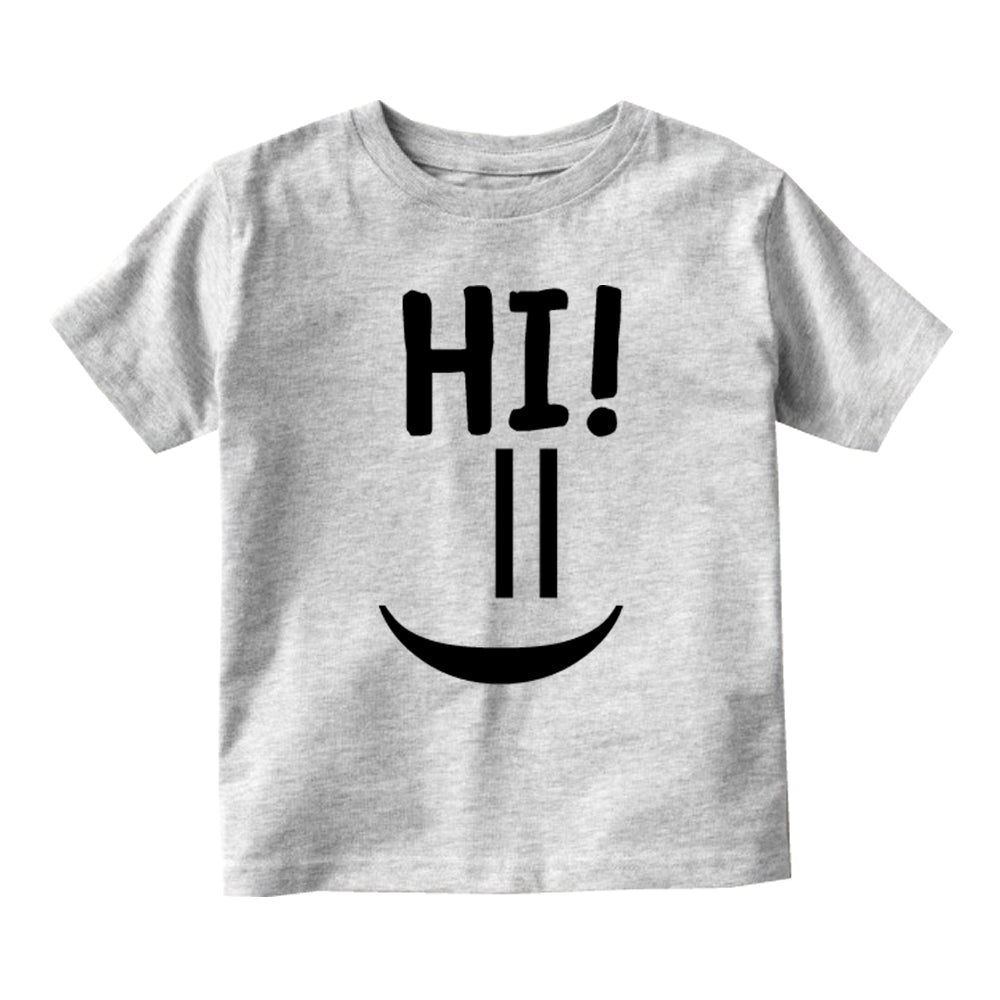 Hi Smiley Emoticon Cute Baby Infant Short Sleeve T-Shirt Grey