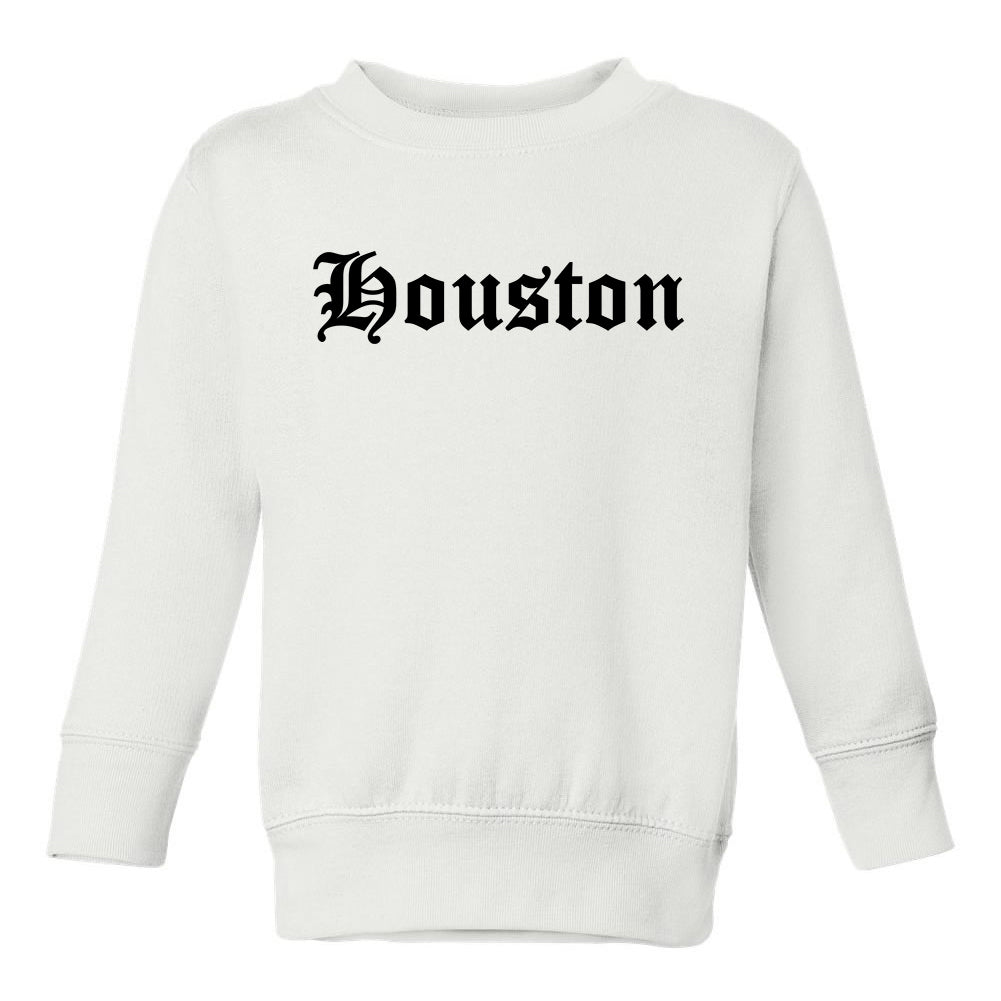 Houston Texas TX Old English Toddler Boys Crewneck Sweatshirt White