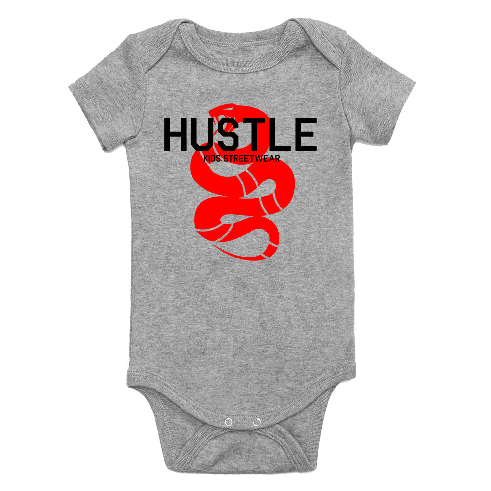 Hustle Red Snake Infant Baby Boys Bodysuit Grey