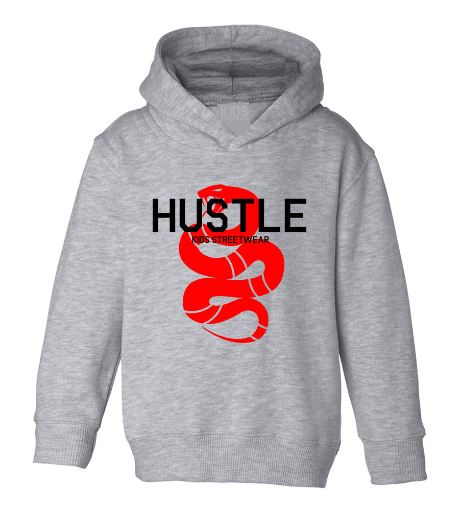 Hustle Red Snake Toddler Boys Pullover Hoodie Grey