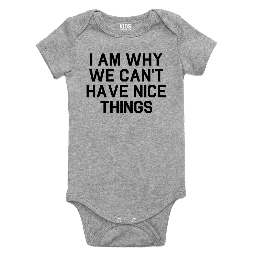 I Am Why We Cant Have Nice Things Baby Bodysuit One Piece Grey