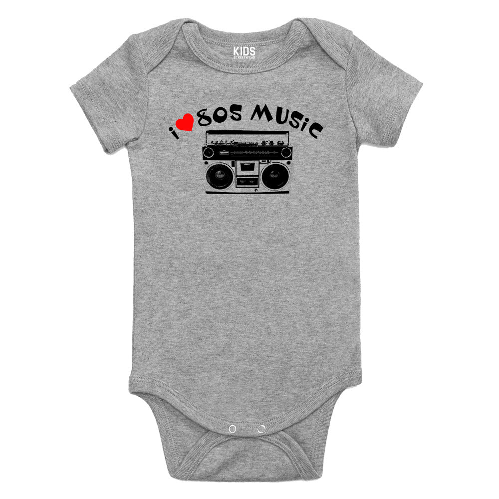 I LOVE 80S MUSIC Baby Bodysuit One Piece Grey