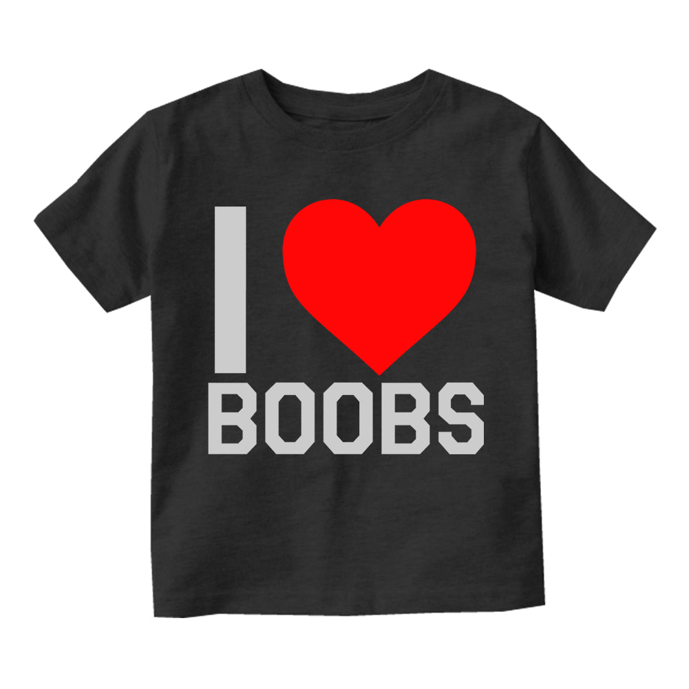 I Love Boobs Red Heart Infant Baby Boys Short Sleeve T-Shirt Black