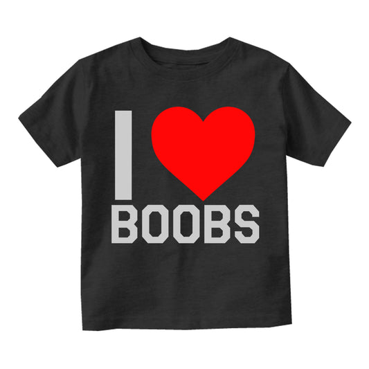 I Love Boobs Red Heart Infant Baby Boys Short Sleeve T-Shirt Black
