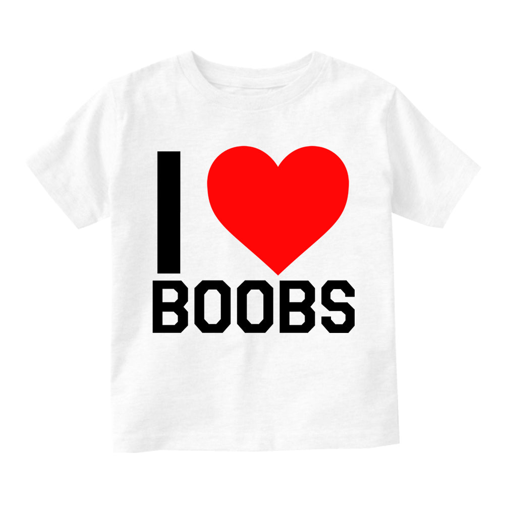I Love Boobs Red Heart Infant Baby Boys Short Sleeve T-Shirt White