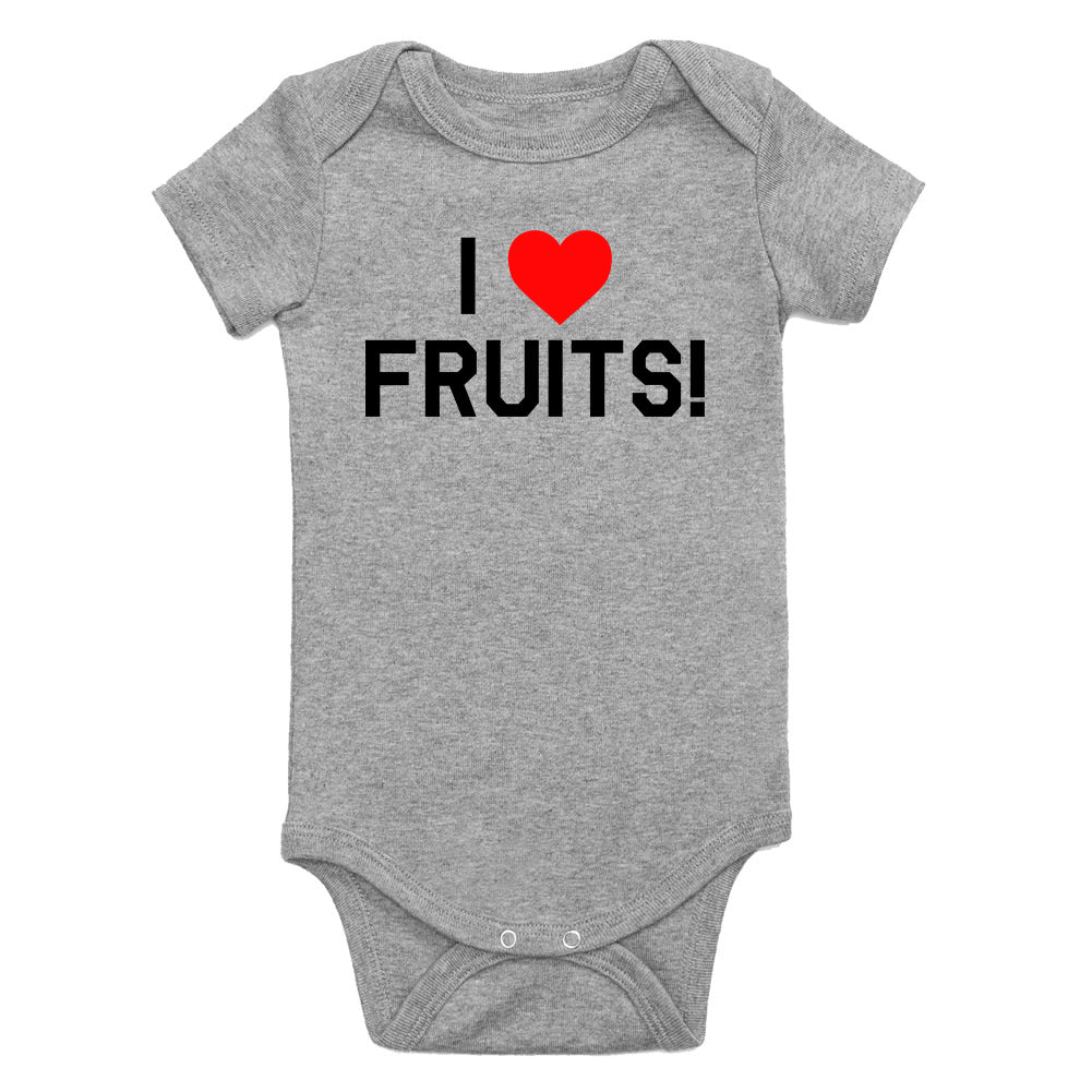 I Love Fruits Red Heart Infant Baby Boys Bodysuit Grey