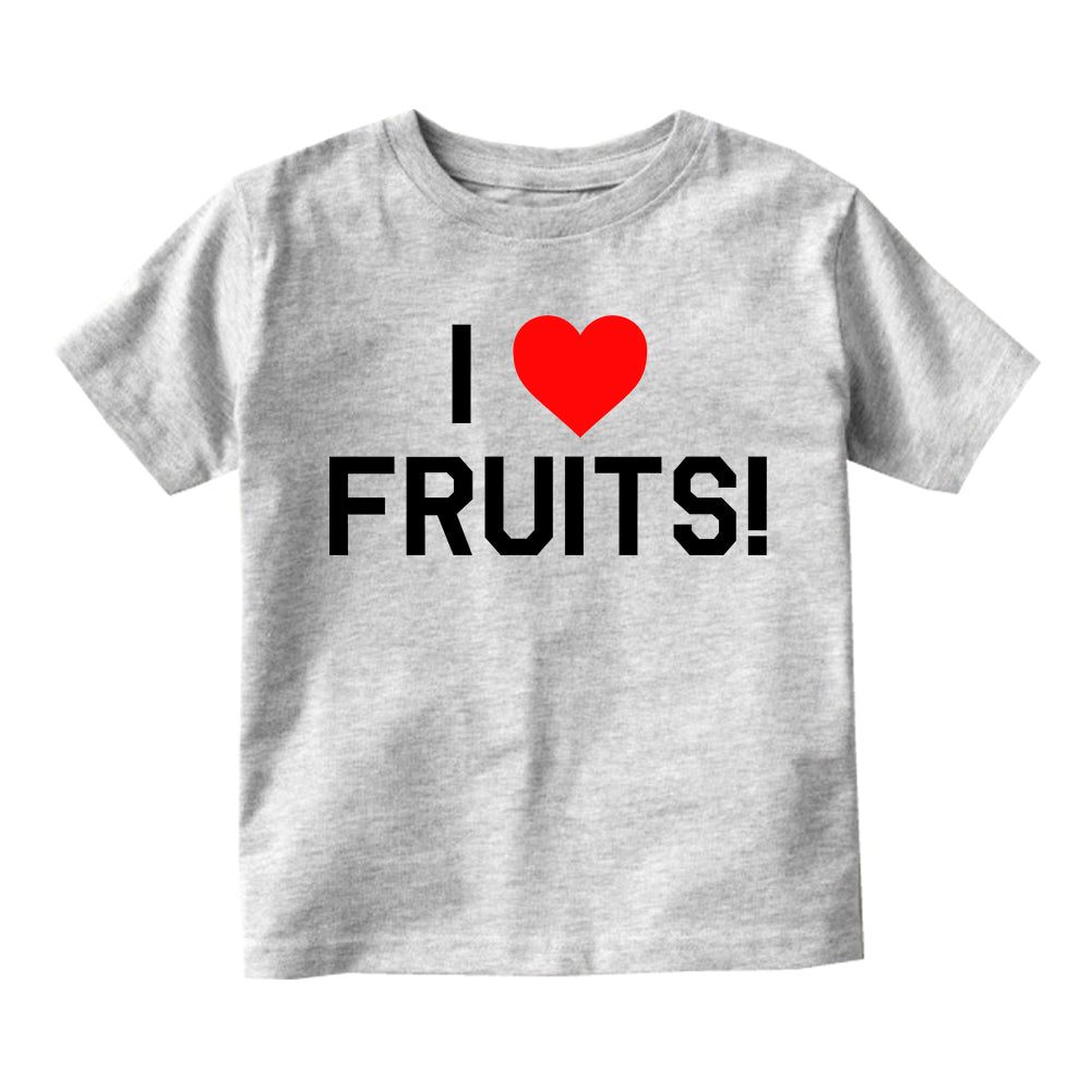 I Love Fruits Red Heart Infant Baby Boys Short Sleeve T-Shirt Grey