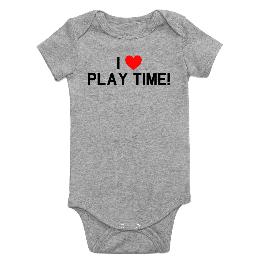 I Love Play Time Red Heart Infant Baby Boys Bodysuit Grey