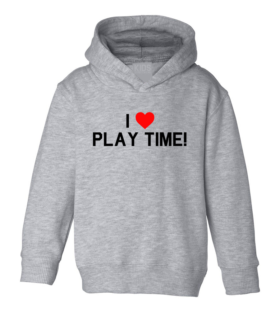 I Love Play Time Red Heart Toddler Boys Pullover Hoodie Grey