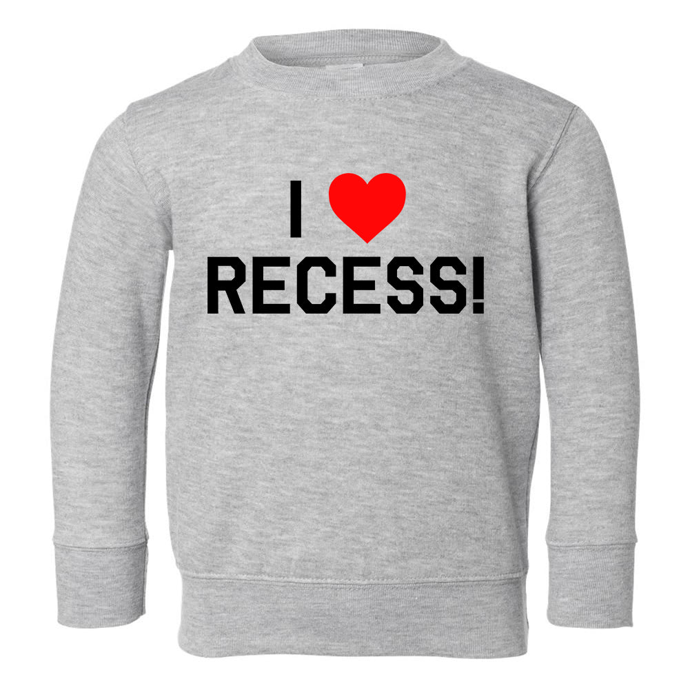 I Love Recess Red Heart Toddler Boys Crewneck Sweatshirt Grey