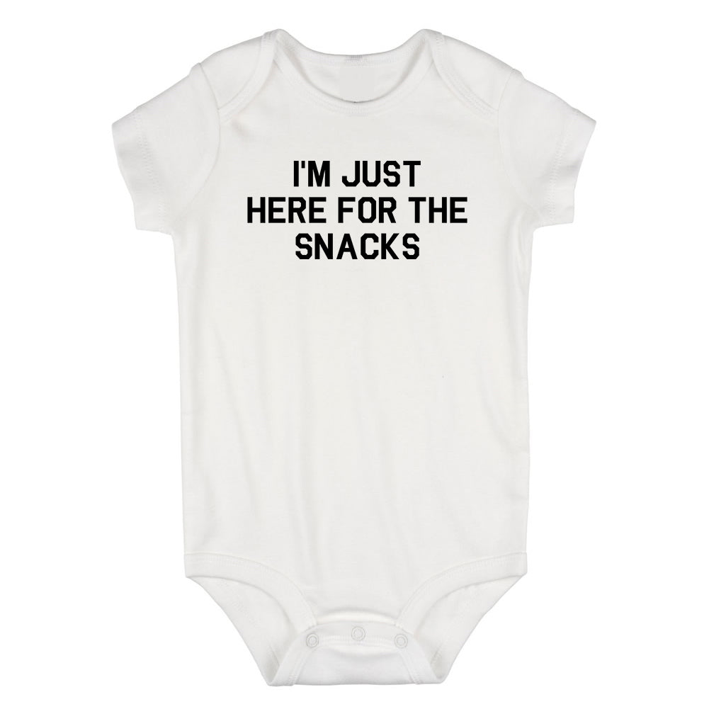 Im Just Here For The Snacks Funny Infant Baby Boys Bodysuit White