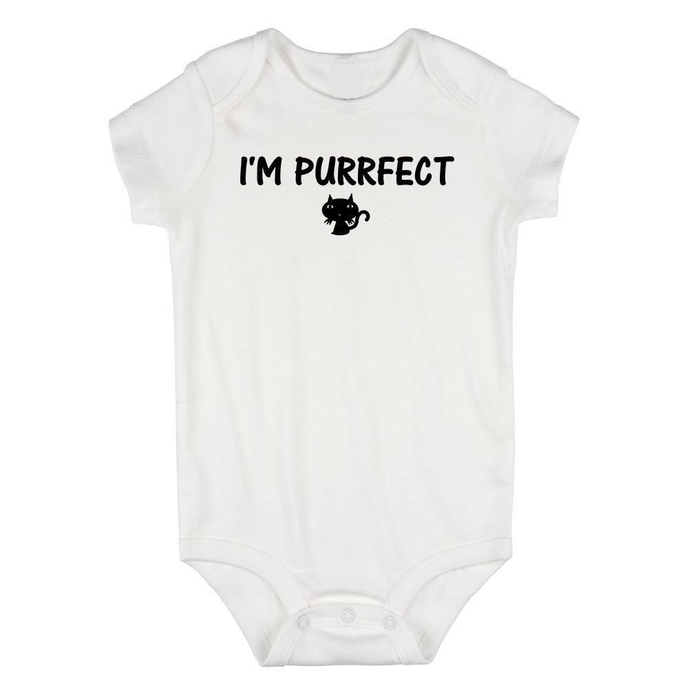 Im Purrfect Cat Infant Baby Boys Bodysuit White