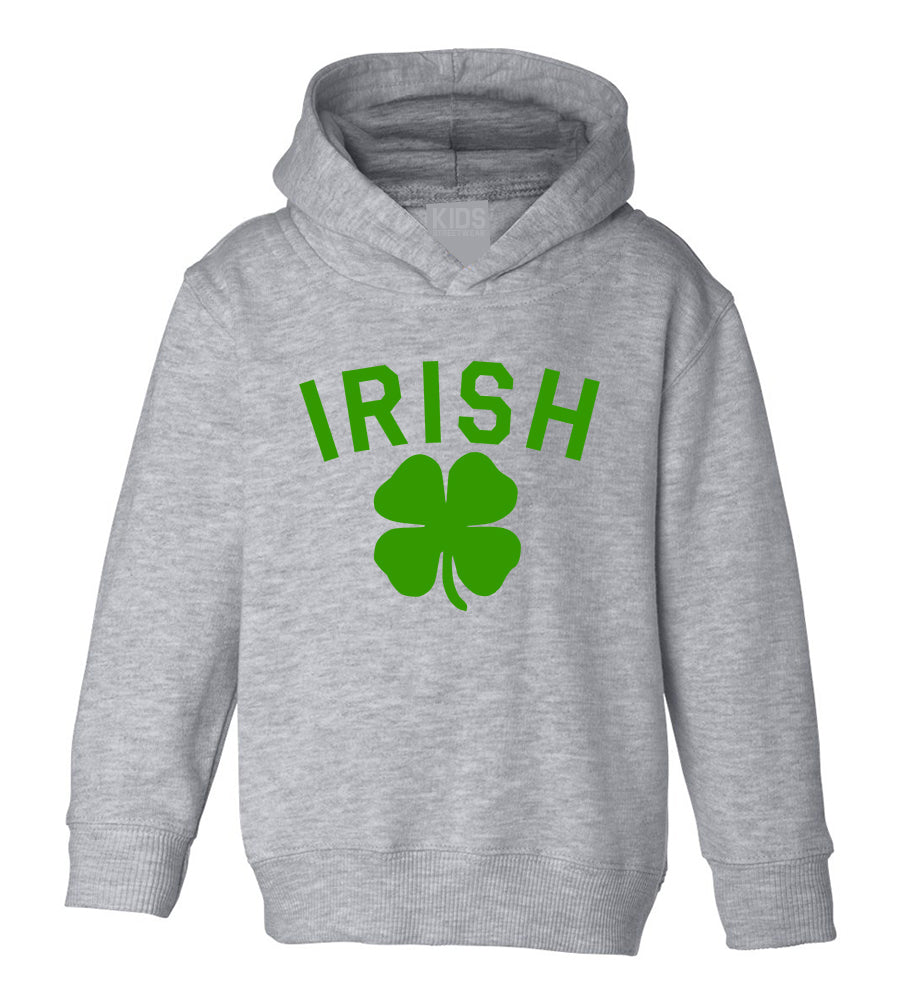Irish Four Leaf Clover St Patricks Day Toddler Boys Pullover Hoodie Grey