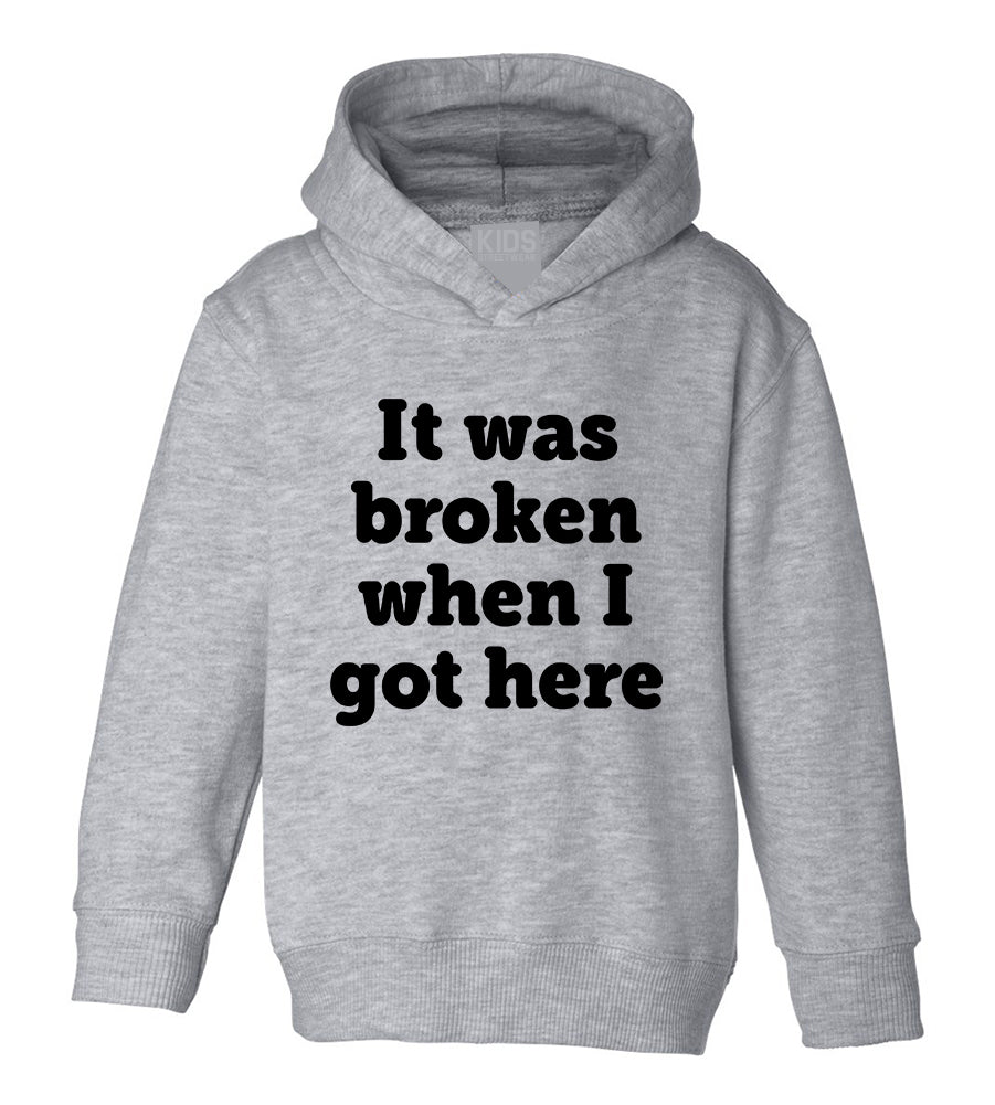 It Was Broken When I Got Here Toddler Boys Pullover Hoodie Grey