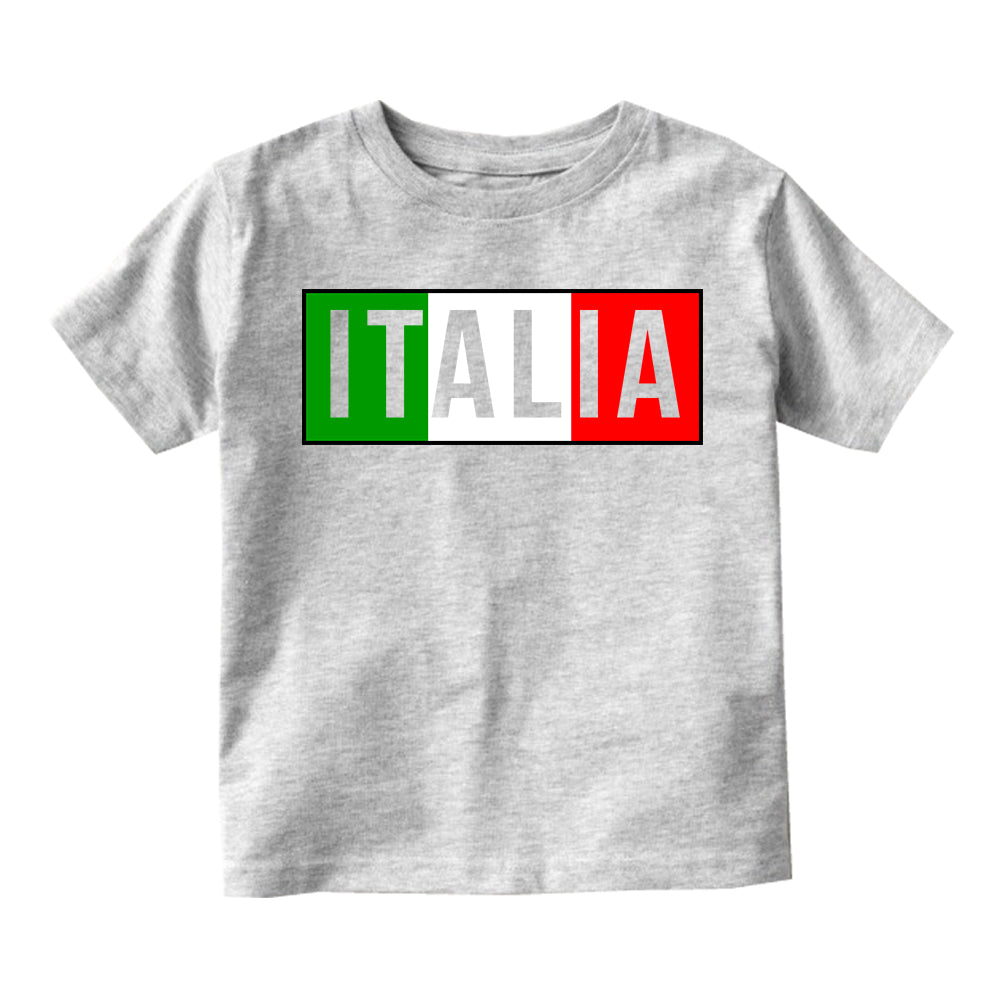Italia Italy Flag Colors Infant Baby Boys Short Sleeve T-Shirt Grey