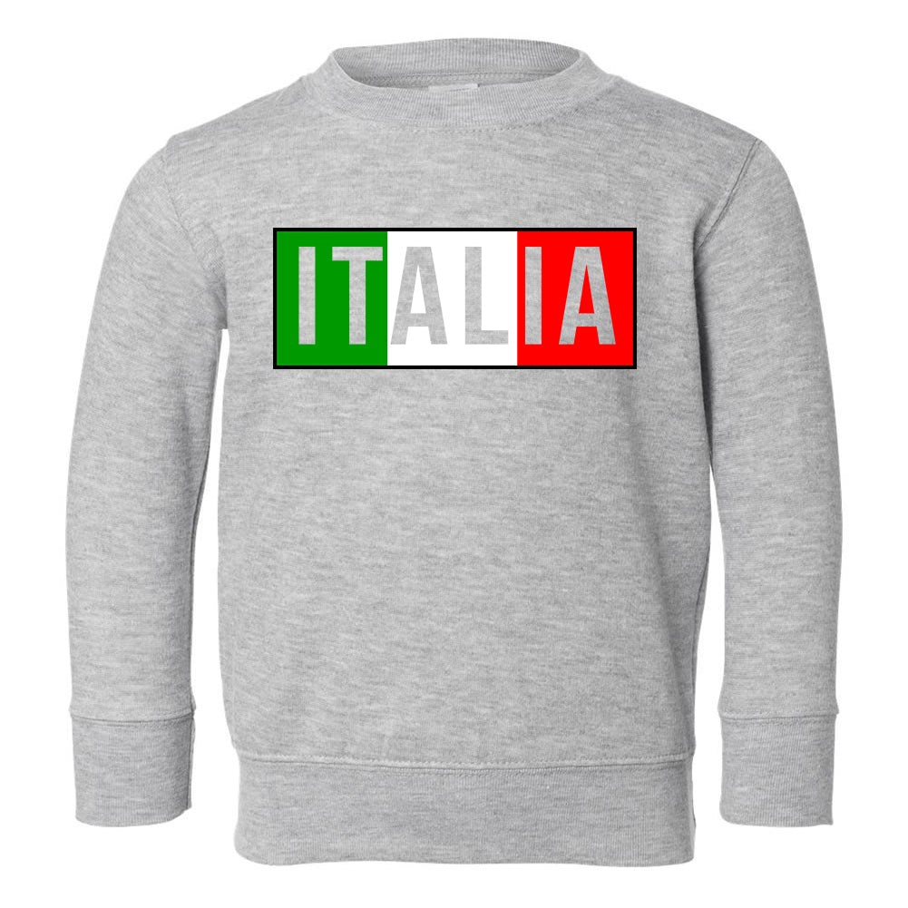 Italia Italy Flag Colors Toddler Boys Crewneck Sweatshirt Grey
