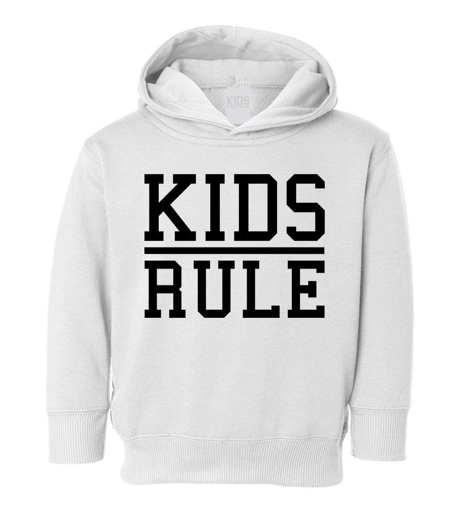 Kids Rule Toddler Boys Pullover Hoodie White