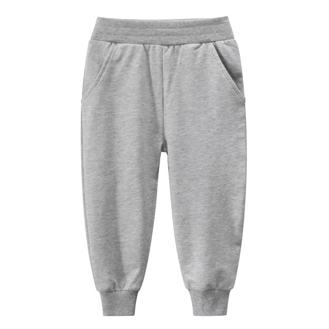 Plain Grey Cotton Toddler Boys Jogger Sweatpants