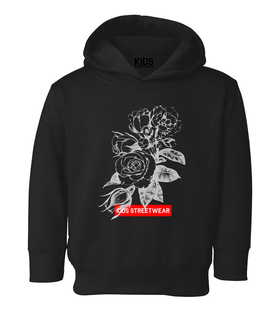Kids Streetwear Roses Toddler Boys Pullover Hoodie Black