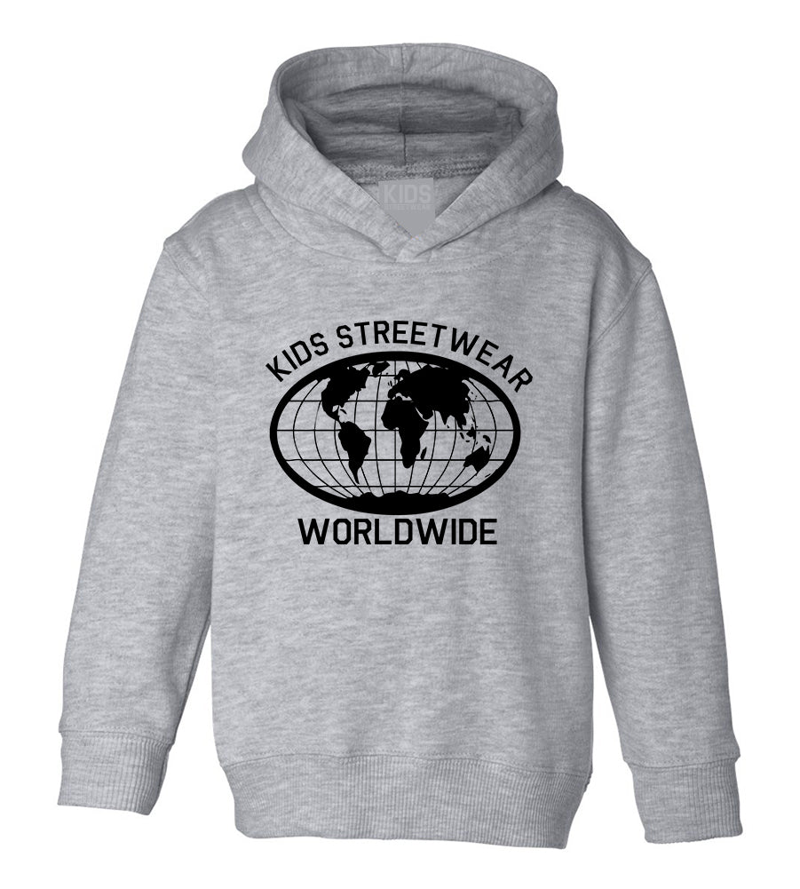 Kids Streetwear Worldwide Globe Toddler Boys Pullover Hoodie Grey