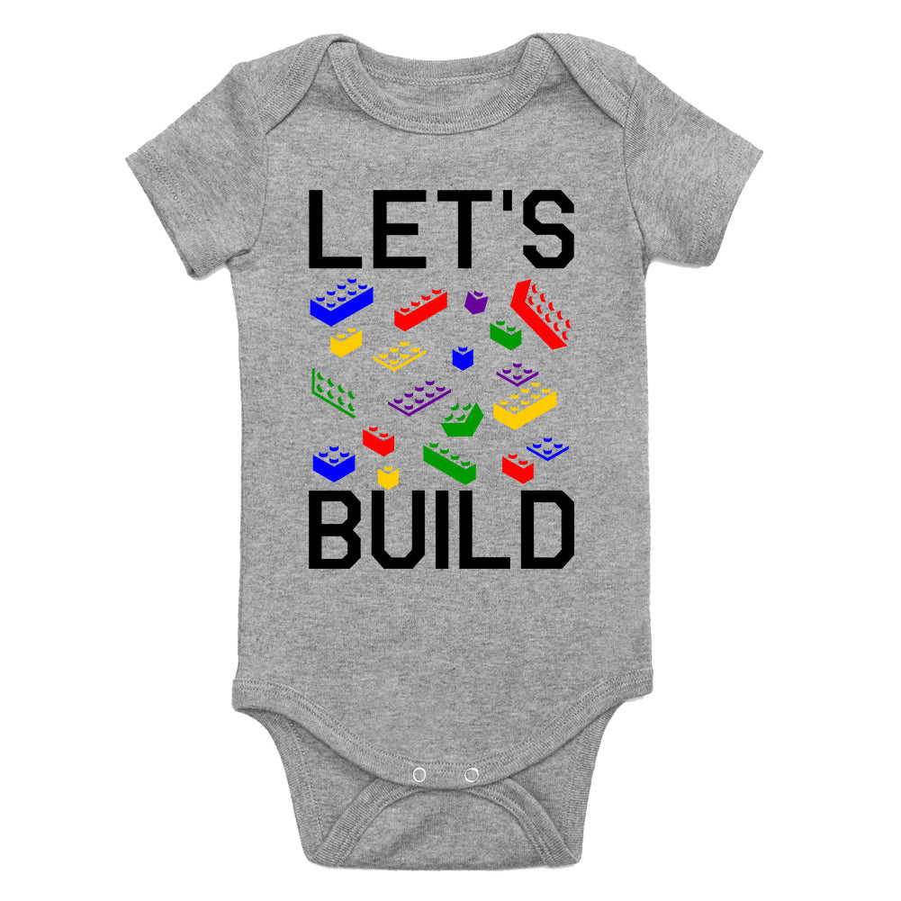 Lets Build Blocks Infant Baby Boys Bodysuit Grey