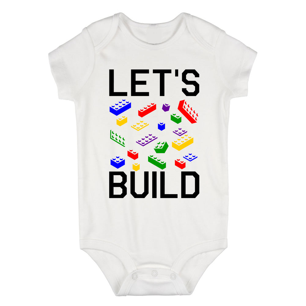 Lets Build Blocks Infant Baby Boys Bodysuit White