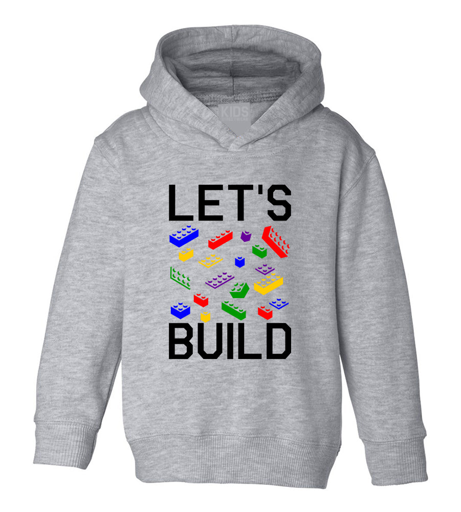 Lets Build Blocks Toddler Boys Pullover Hoodie Grey