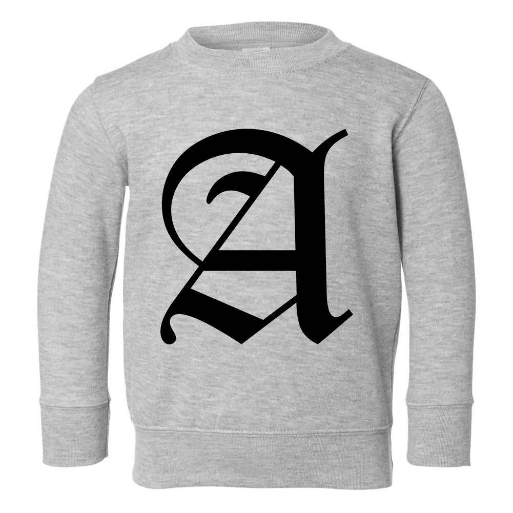 Letter A Old English Atlanta Toddler Boys Crewneck Sweatshirt Grey