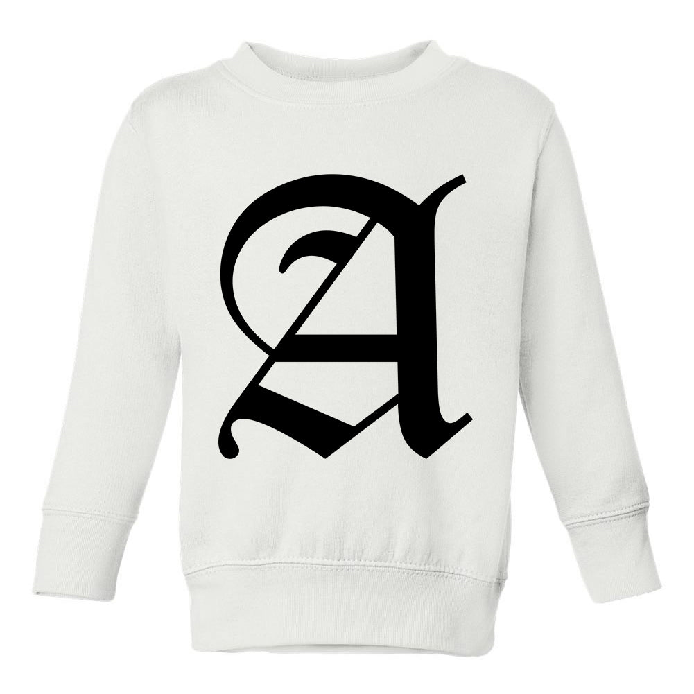 Letter A Old English Atlanta Toddler Boys Crewneck Sweatshirt White