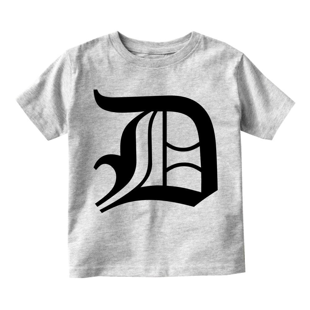 Letter D Old English Detroit Infant Baby Boys Short Sleeve T-Shirt Grey