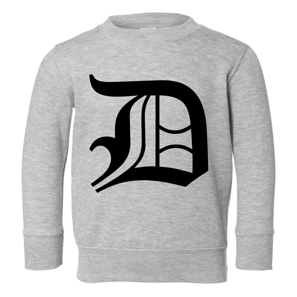 Letter D Old English Detroit Toddler Boys Crewneck Sweatshirt Grey