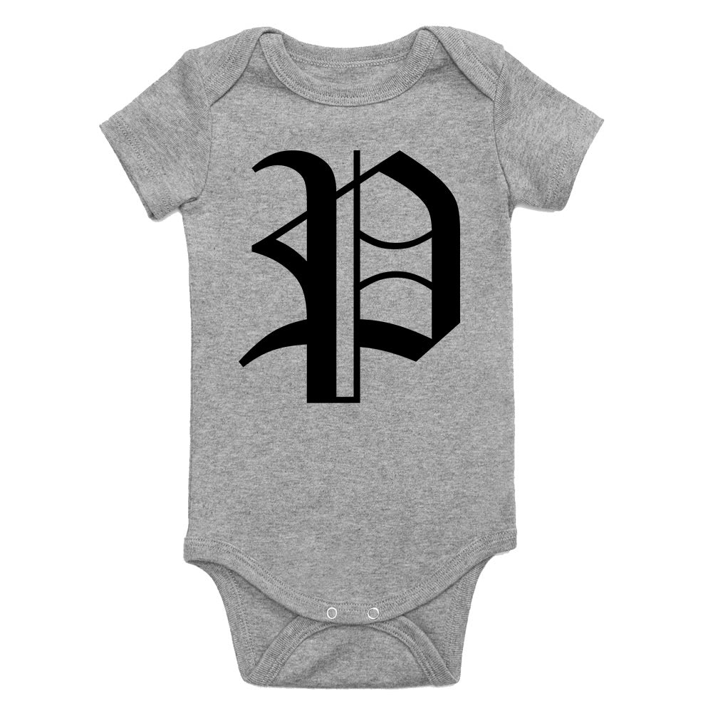 Letter P Old English Pittsburgh Infant Baby Boys Bodysuit Grey